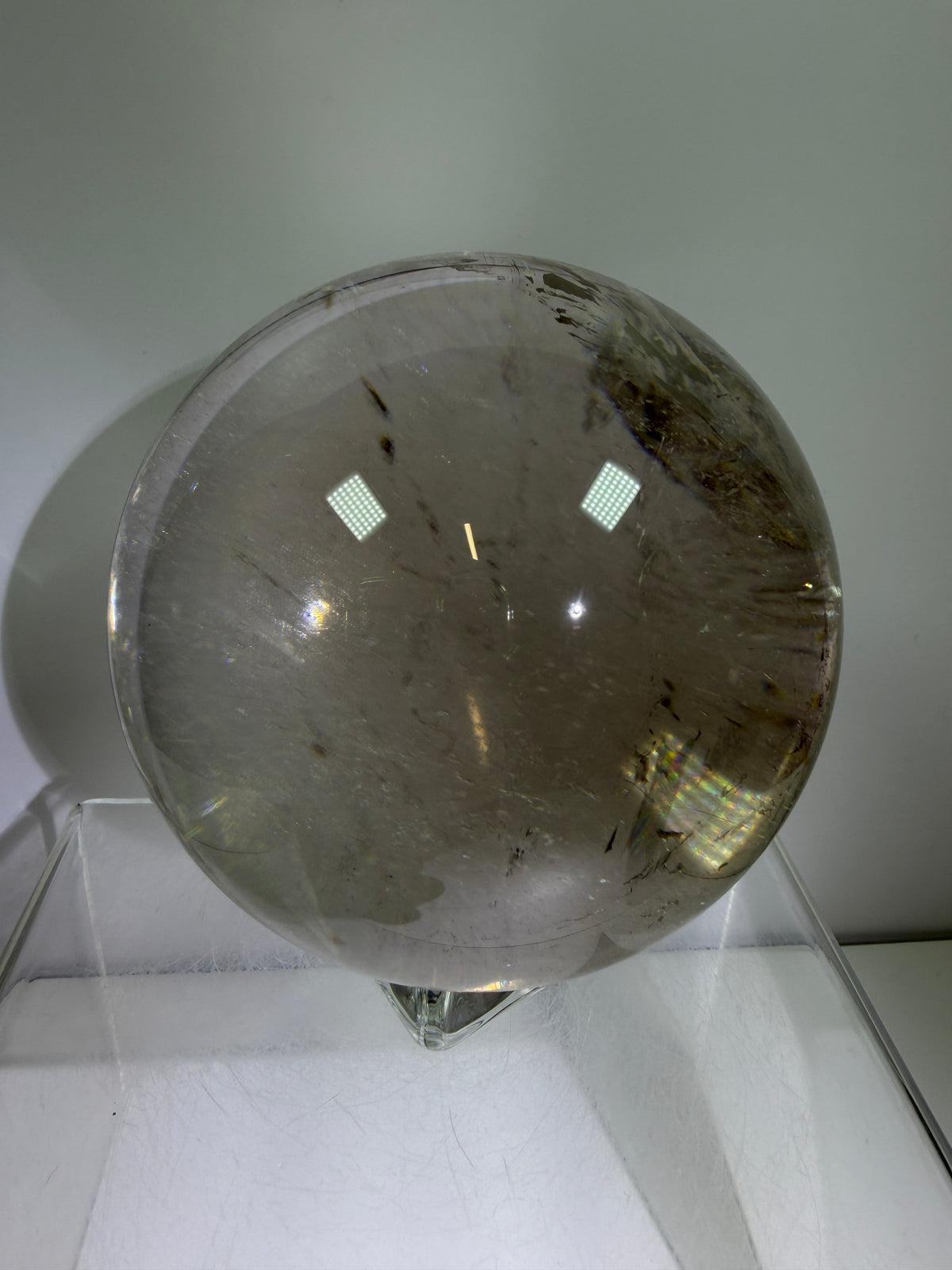 Rutile Quartz Sphere. 82mm. Stunning Large Display Sphere. Gorgeous Light Smoky Rutile Quartz