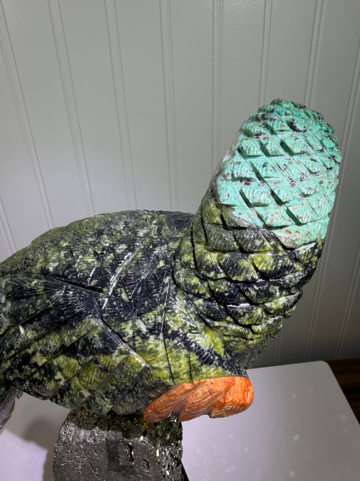 Hand Carved Crystal Parrot From Peru. Extra Large High Quality Display Crystal. Hand Crafted By Local Artisans