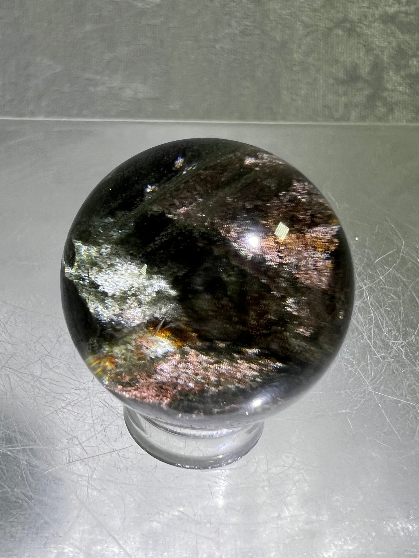 Garden Quartz Lodolite Sphere. Amazing High Quality Four Seasons Landscape.
