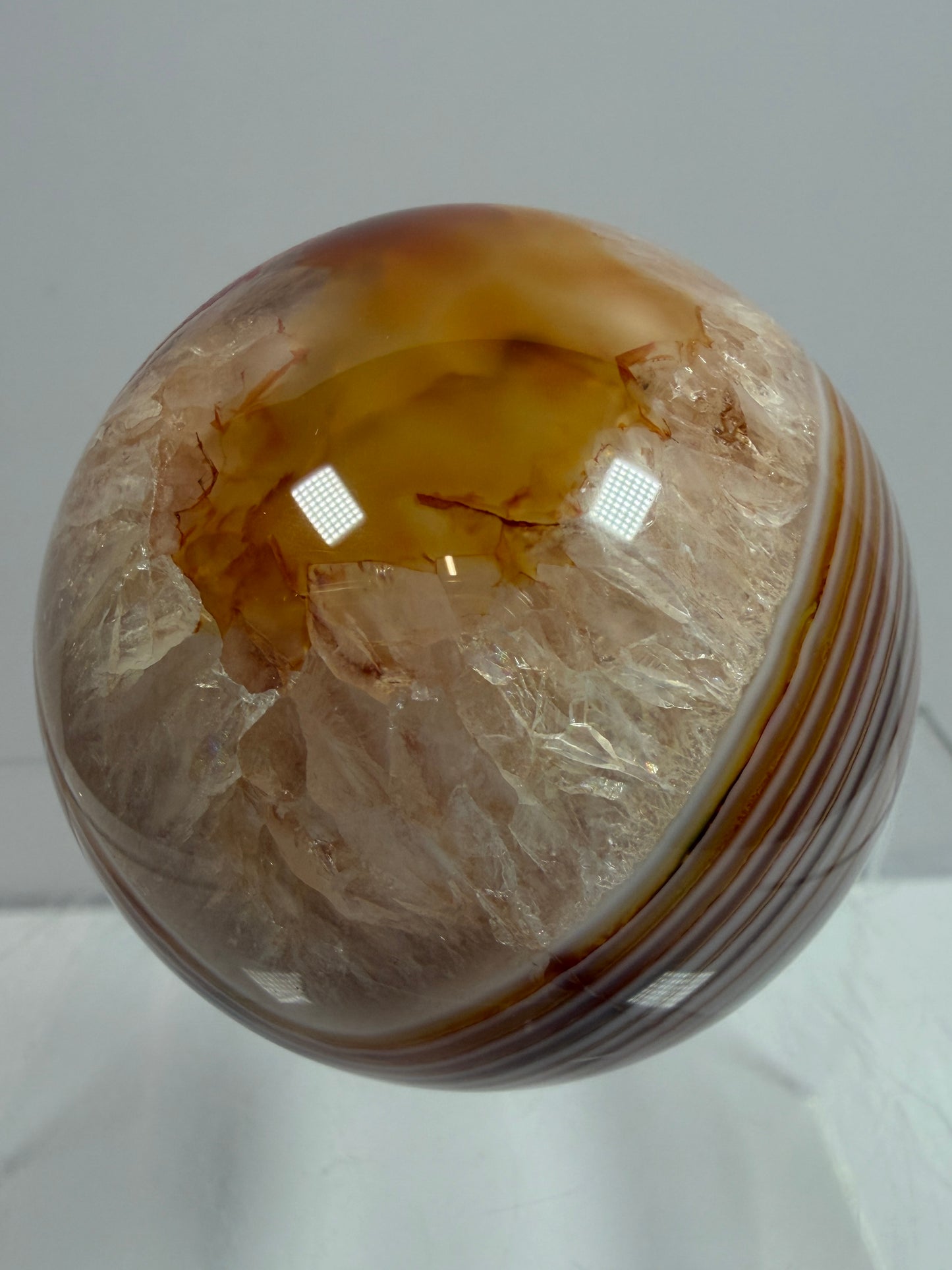 Carnelian Agate Sphere. 53mm. Amazing Patterns And Banding