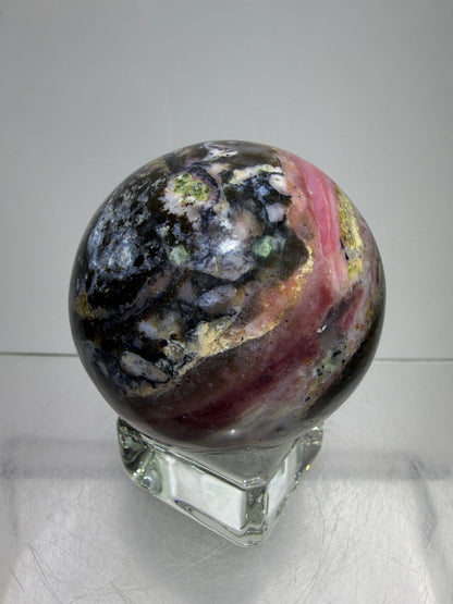 Strawberry Pink Opal Sphere From Peru. Gorgeous Bright Colors And Patterns. Amazing Rare Display Crystal.