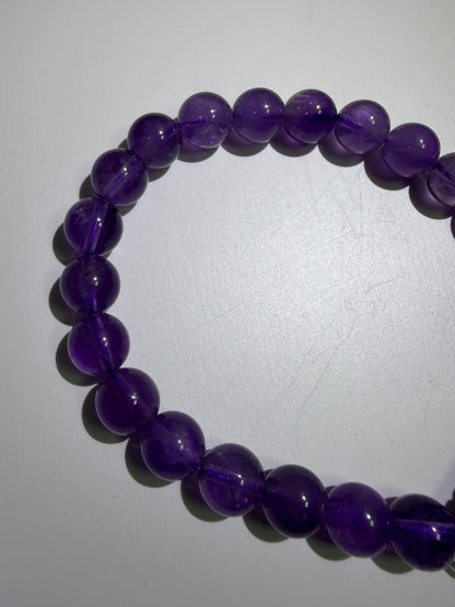 Amethyst Bead Bracelet. 8mm. Gorgeous Crystal Bracelet With Adjustable Band