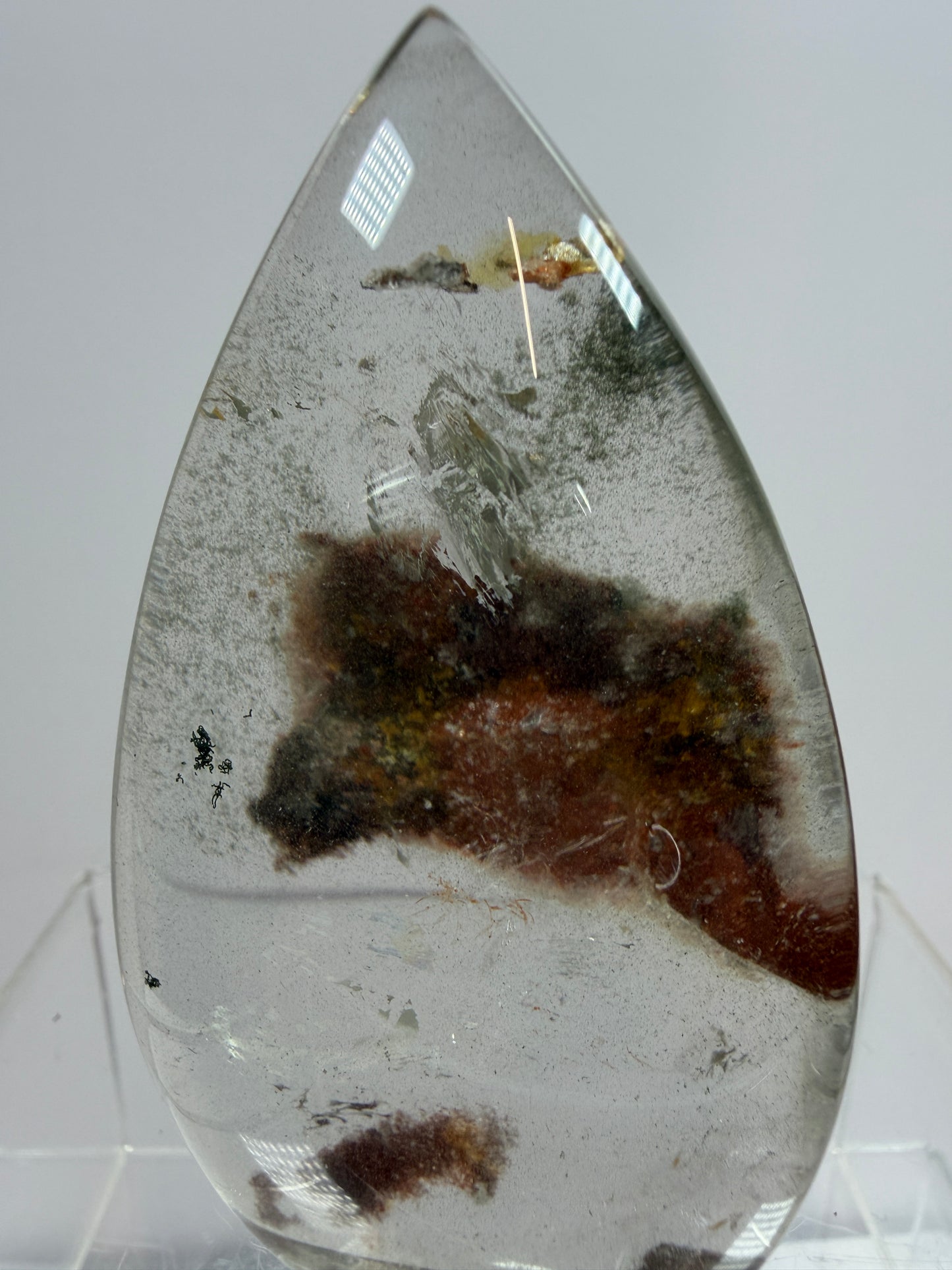 Garden Quartz Crystal Flame. Gorgeous Orange And Green Landscape. Rare Lodolite Quartz Flame