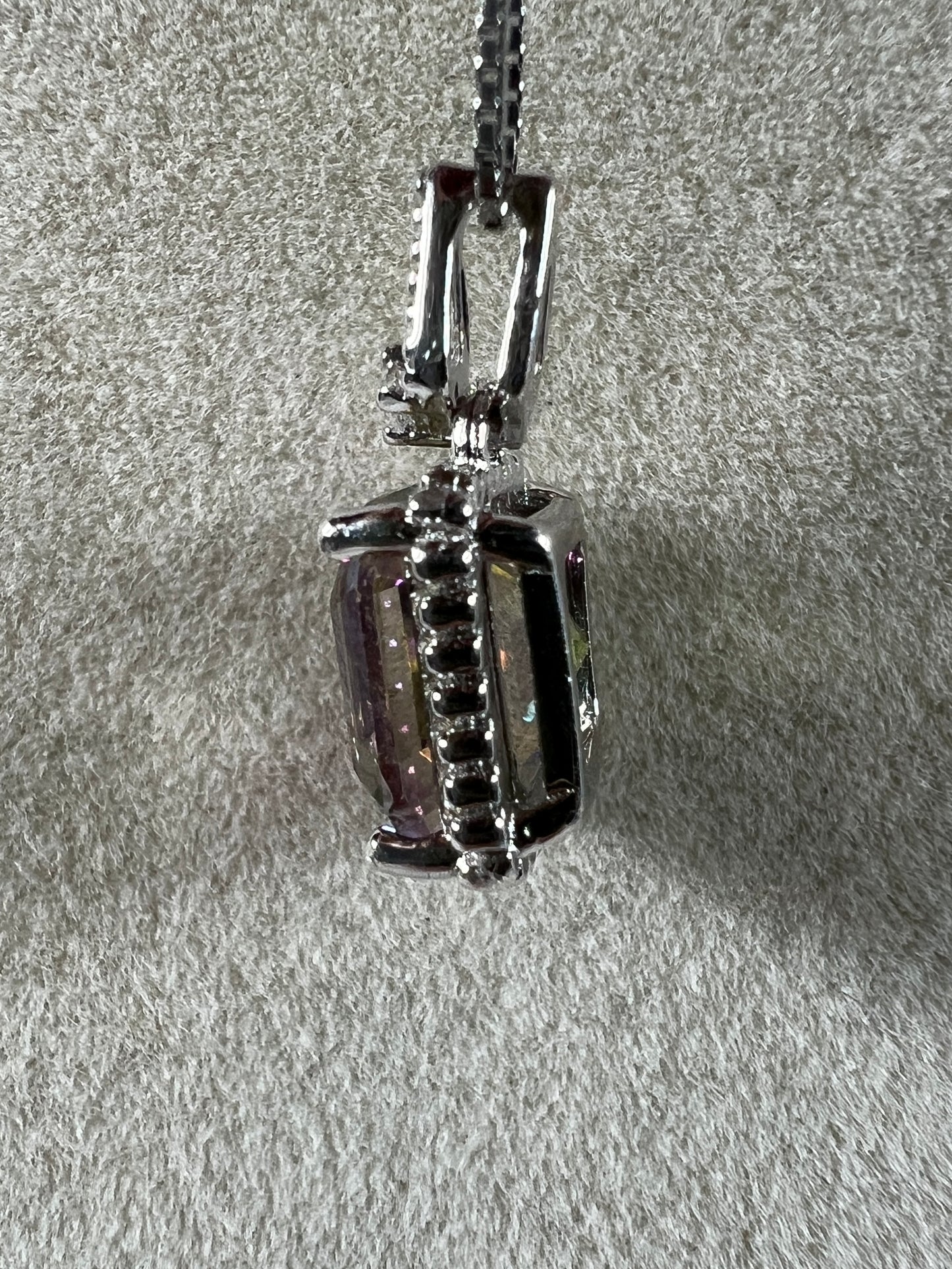 Mystic Topaz Crystal Pendant. S925 Silver Setting And Necklace. Gorgeous Mystic Topaz Gemstone.