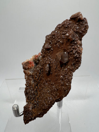 Brown Diamond Calcite Specimen. Beautiful Flash! Gorgeous Hematite Calcite On Druzy Matrix. Very Pretty Crystal Display Piece.