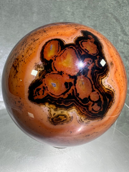 Silk Agate Sphere. 64mm. Amazing Banded Agate From Madagascar. Gorgeous Colors And Patterns On This Display Sphere.