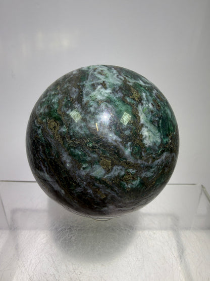 Atacamite And Pyrite Sphere. 60mm. High Quality Rare Sphere. Gorgeous Color Combination.