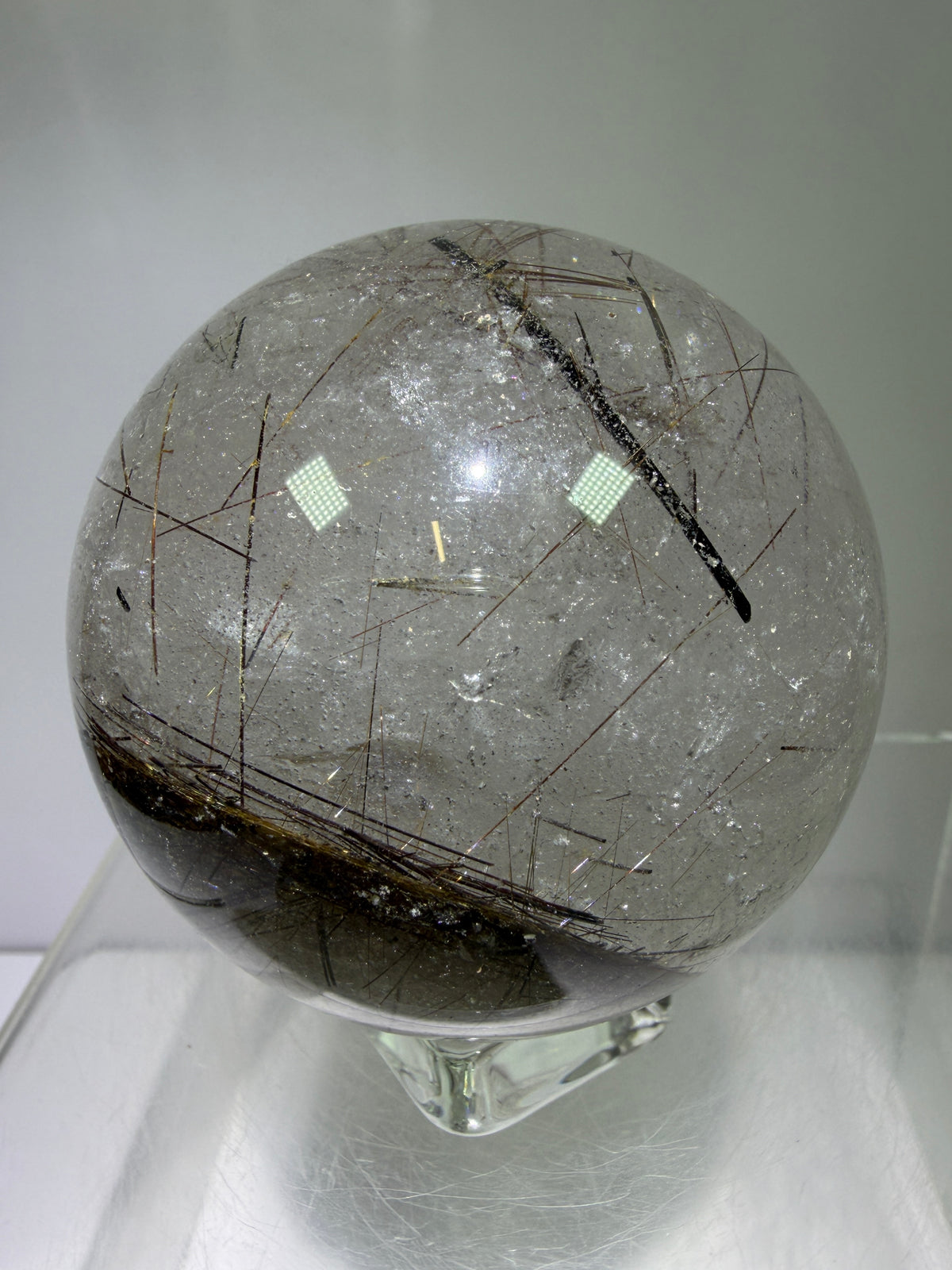 Rutile Quartz Sphere. 65mm. Crazy Rutile Plate Inclusion. High Quality Golden Rutilated Quartz.