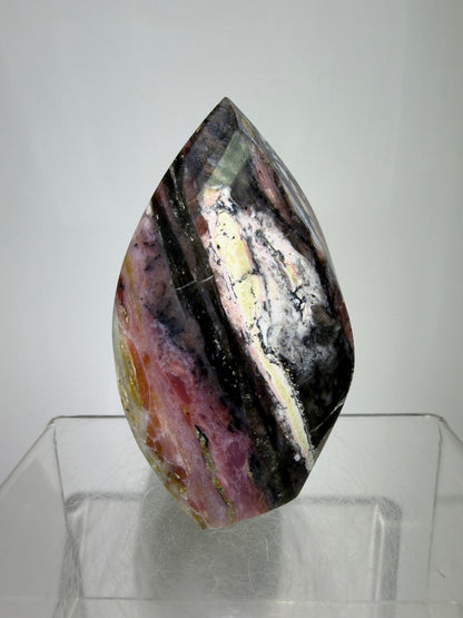 Strawberry Pink Opal Flame From Peru. Gorgeous Bright Colors And Patterns. Rare Display Crystal.