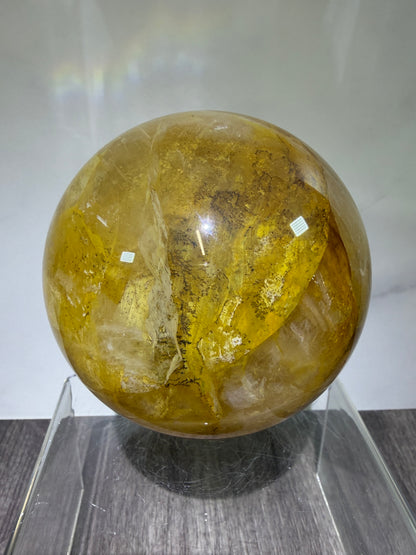 Dendritic Golden Healer Sphere. Large Display Sphere. 85mm. High Quality With Amazing Dendritic Inclusions.