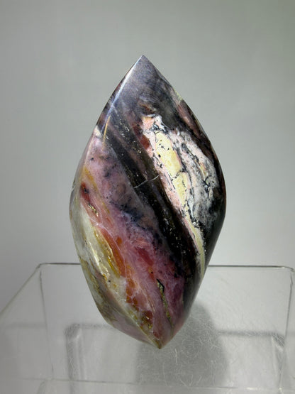Strawberry Pink Opal Flame From Peru. Gorgeous Bright Colors And Patterns. Rare Display Crystal.