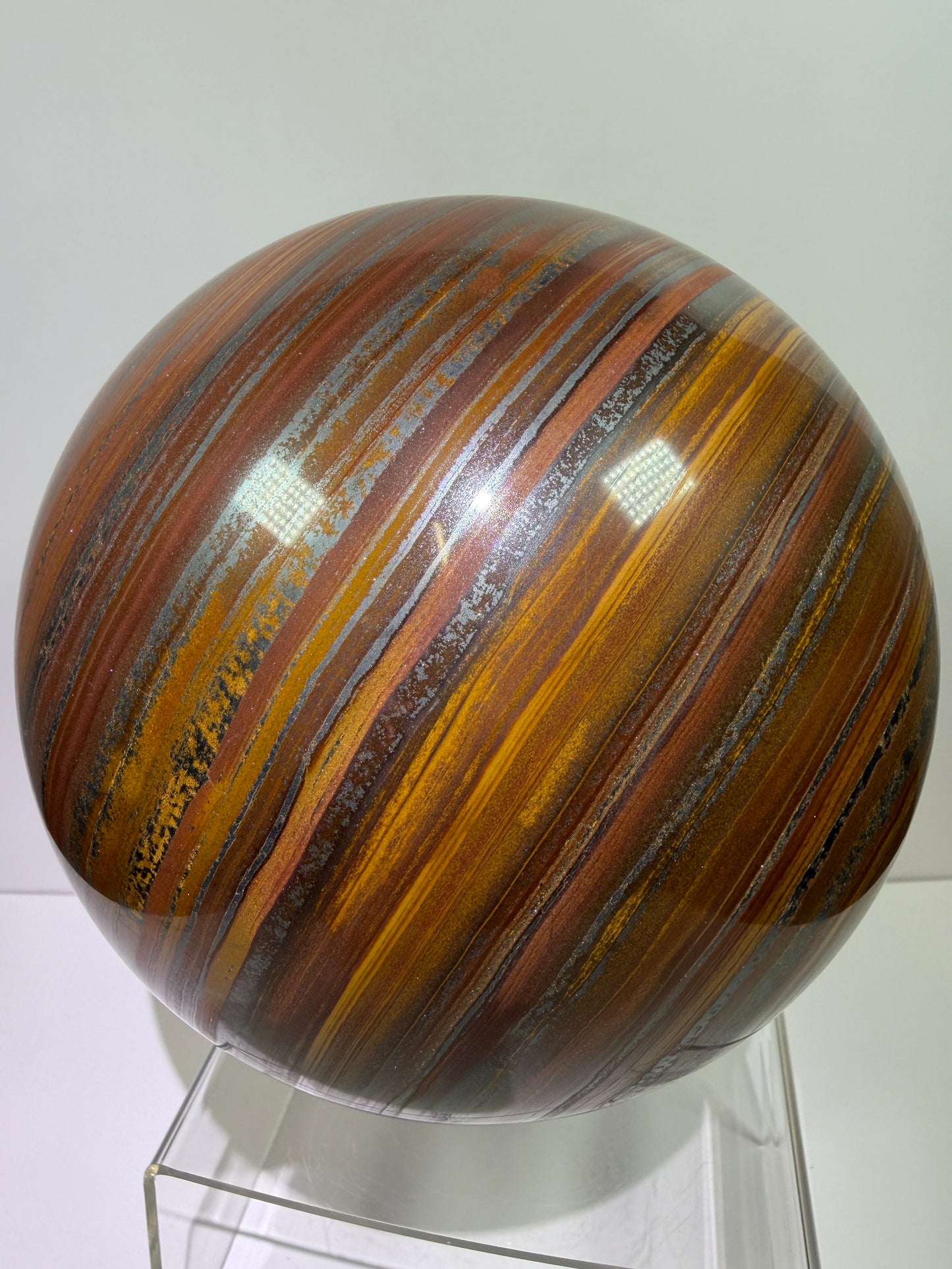 Tiger Iron Crystal Sphere. Massive 160mm, 15 lbs. Stunning High Quality Display Sphere