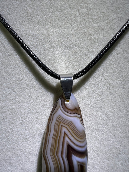 Gobi Agate Pendant. Beautiful Brown And White Gobi Desert Agate. World Famous Rare Botryoidal Chalcedony. Very Unique Crystal Necklace!