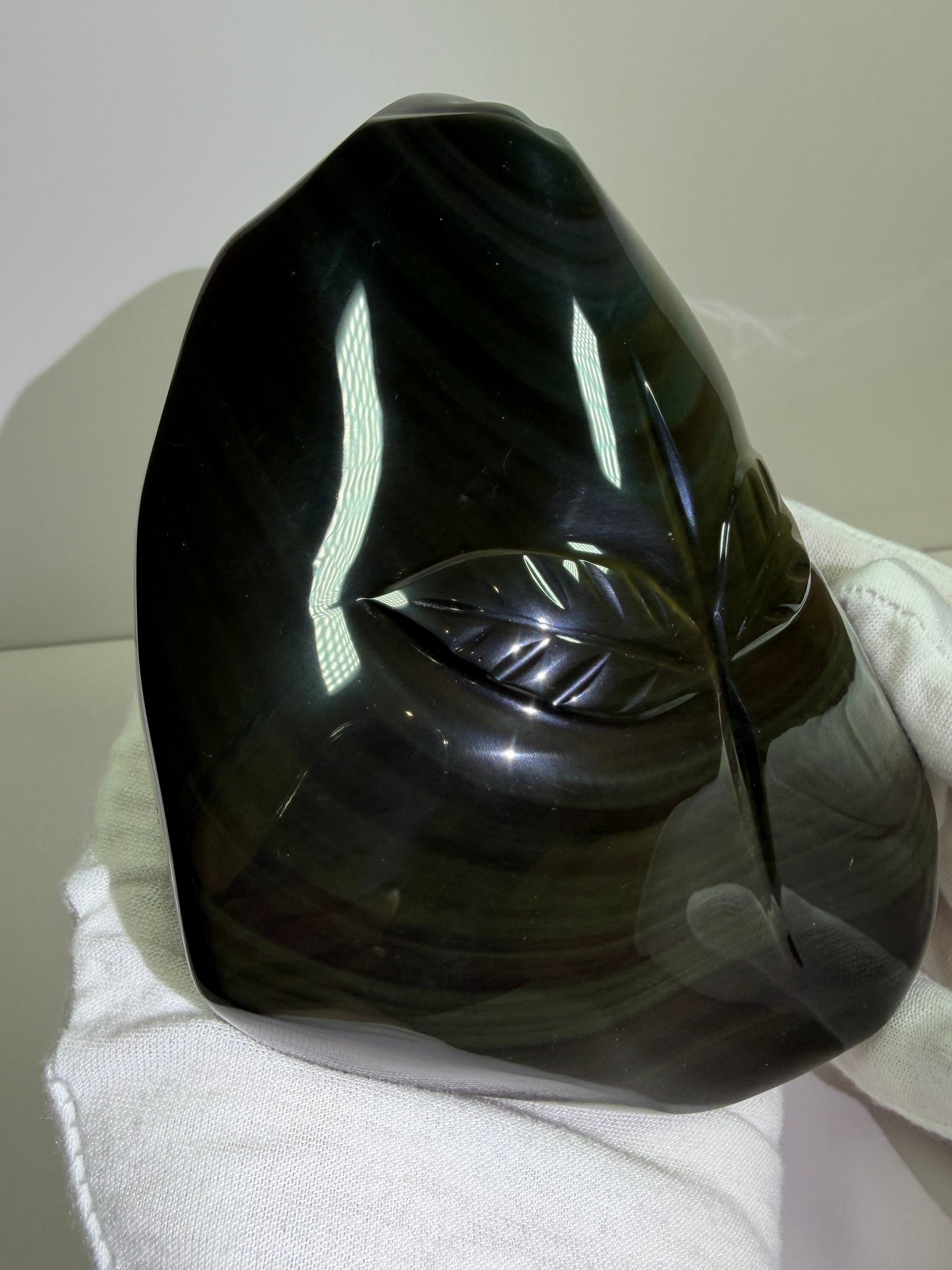 Rainbow Obsidian Freeform. High Quality Carved Flower. Gorgeous One Of A Kind Display Crystal