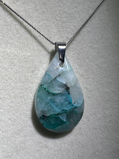 Quantum Quattro Crystal Pendant. High Quality Rare Necklace From Peru. Gorgeous Color Combination. S925 Silver Necklace Included