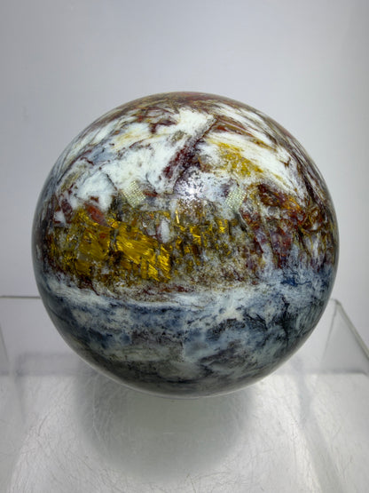 Pietersite Crystal Sphere. 66mm. Stunning Red And Blue Pietersite Crystal. High Quality Rare Display Sphere.