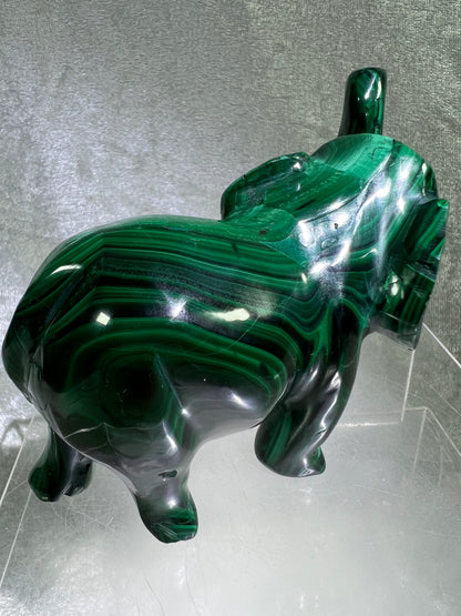 Malachite Elephant Carving From Africa. Amazing Piece Of Art For Your Collection