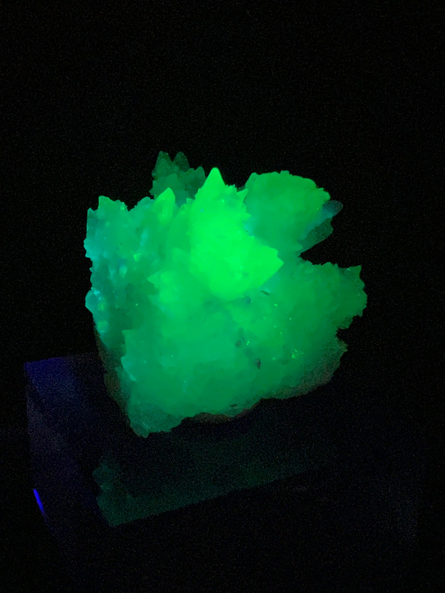 White Aragonite Crystal Specimen. Gorgeous UV Reactive Cave Calcite From Mexico.