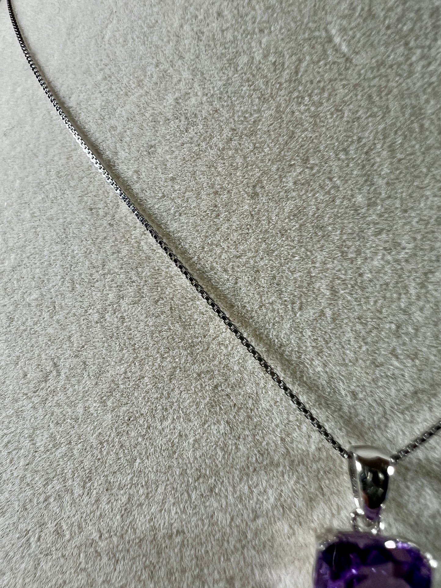 Amethyst Crystal Pendant. S925 Silver Setting And Necklace. Gorgeous Purple Gemstone.