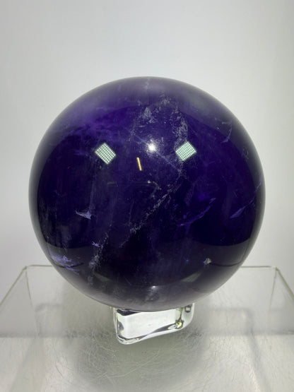 Purple Fluorite Sphere. 71mm. Stunning Purple Fluorite With Rainbows. Amazing Rare Color Display Sphere.