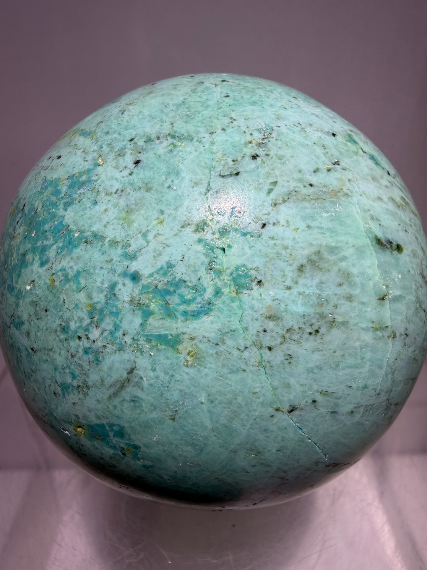 Chrysocolla Turquoise Sphere. 68mm. Beautiful Peruvian Turquoise. Amazing Display Sphere