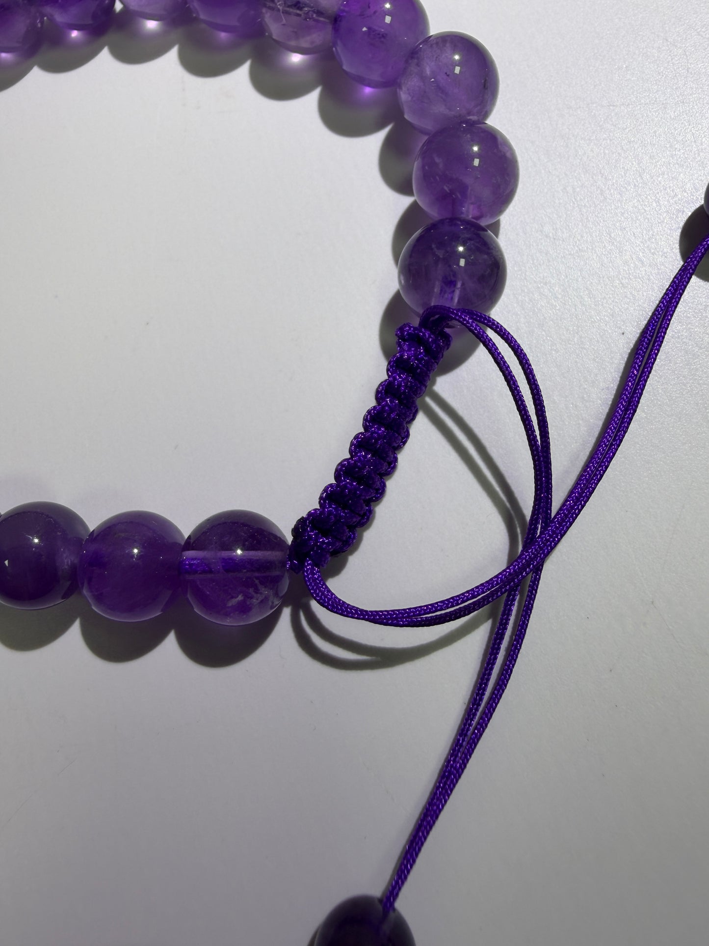 Amethyst Bead Bracelet. 8mm. Gorgeous Crystal Bracelet With Adjustable Band