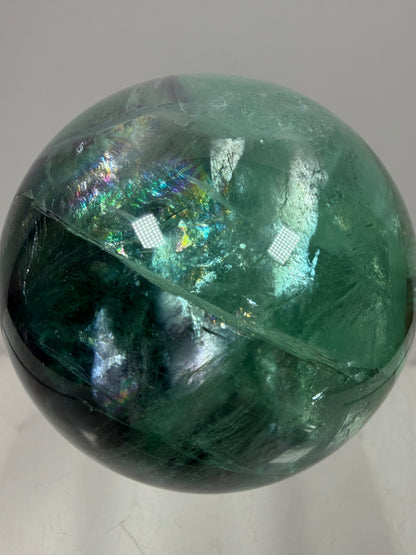 Green And Purple Fluorite Sphere. High Quality Display Sphere With Stunning Rainbows.