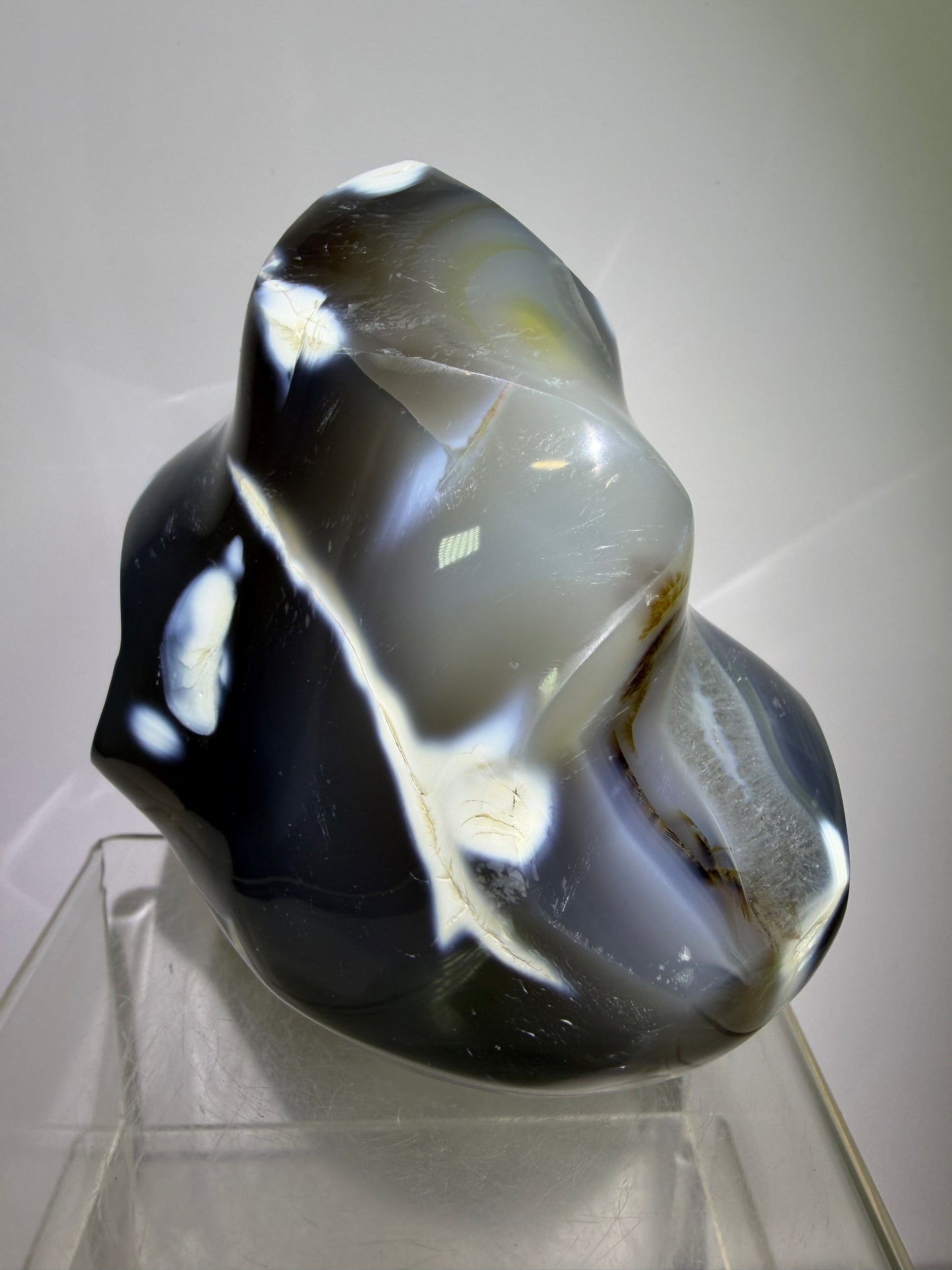 Orca Agate Freeform Flame. Very Rare And Stunning Blue Agate From Madagascar. Amazing Colors And Patterns.