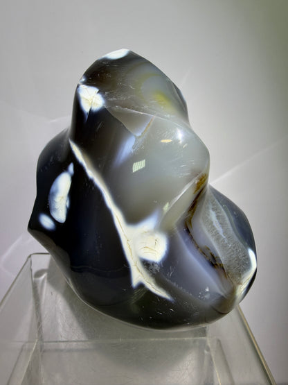 Orca Agate Freeform Flame. Very Rare And Stunning Blue Agate From Madagascar. Amazing Colors And Patterns.