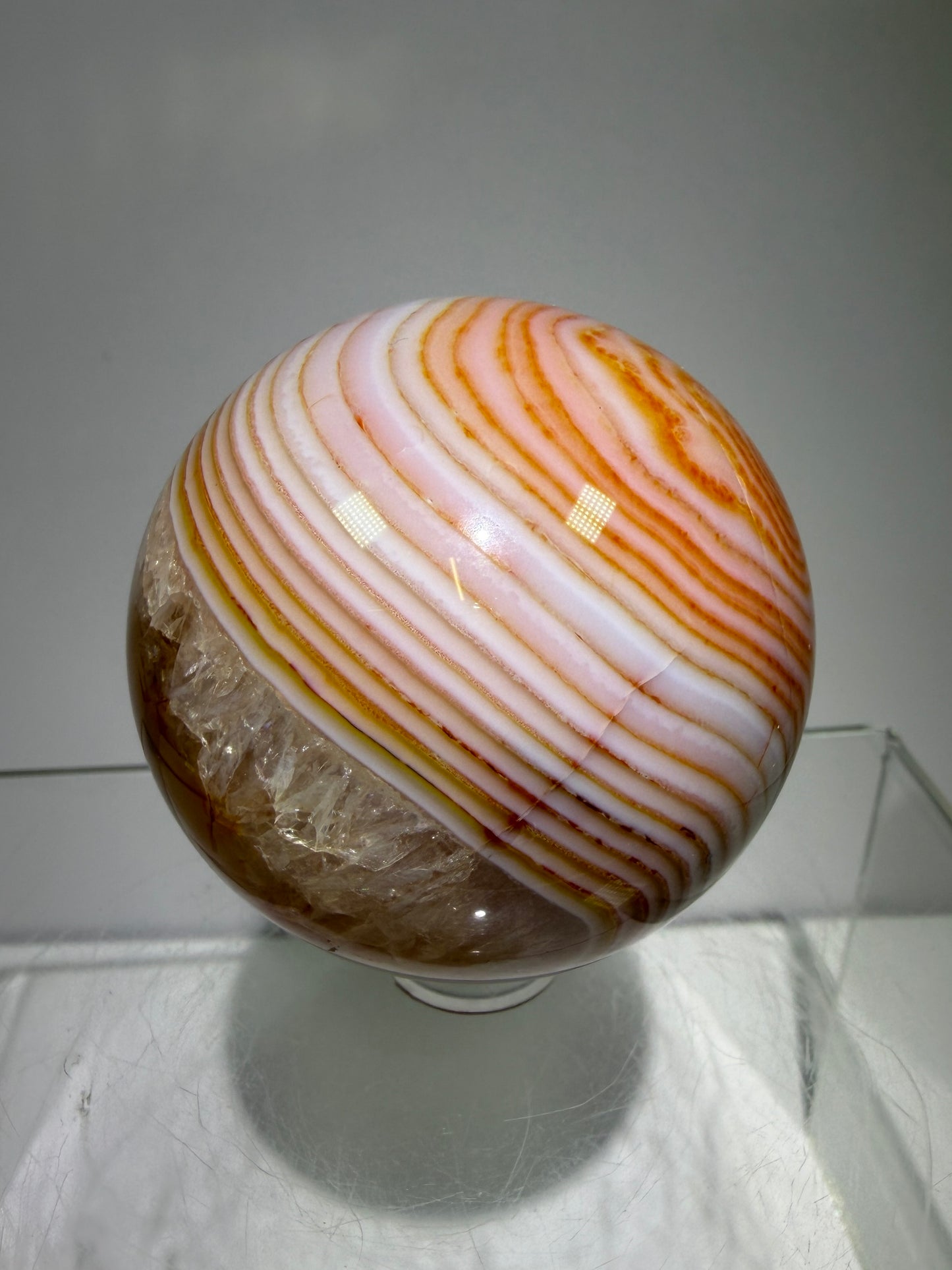 Carnelian Agate Sphere. 53mm. Amazing Patterns And Banding