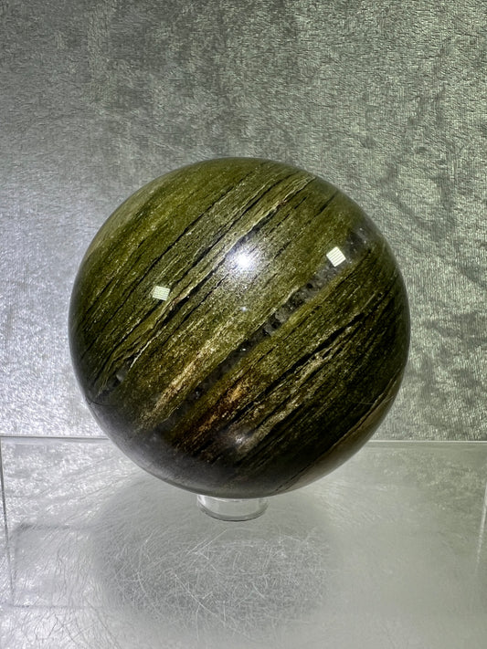 Vesuvianite Crystal Sphere. 71mm. High Quality Idocrase Display Sphere. Incredible Banding And Patterns.