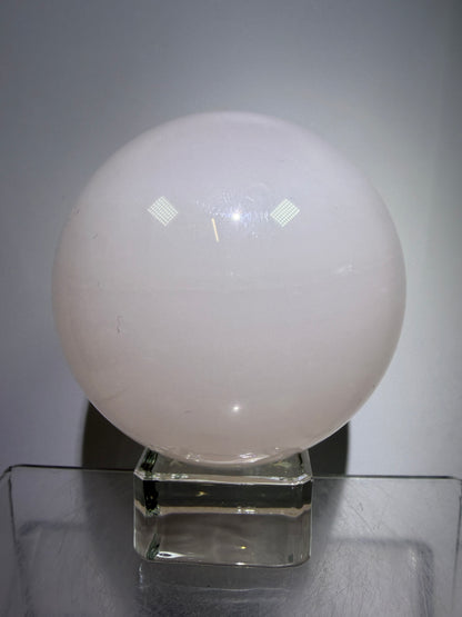 Mangano Calcite Sphere. 70mm. Very Intense Orange UV Reaction. Large High Quality Display Crystal.