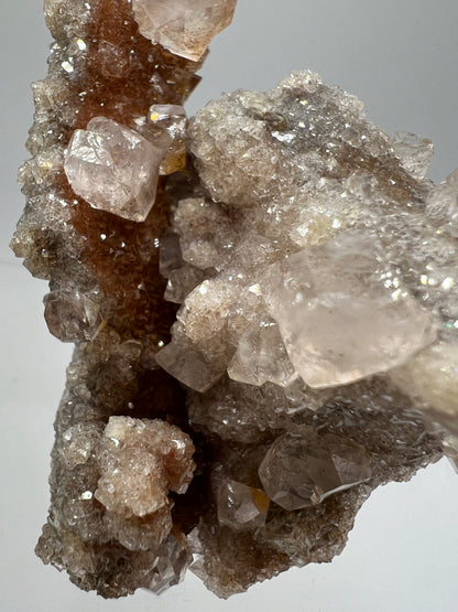 Silver Diamond Calcite Specimen. Amazing Silver And Red Druzy Flash! Beautiful Calcite Cluster On Matrix. High Quality Display Piece