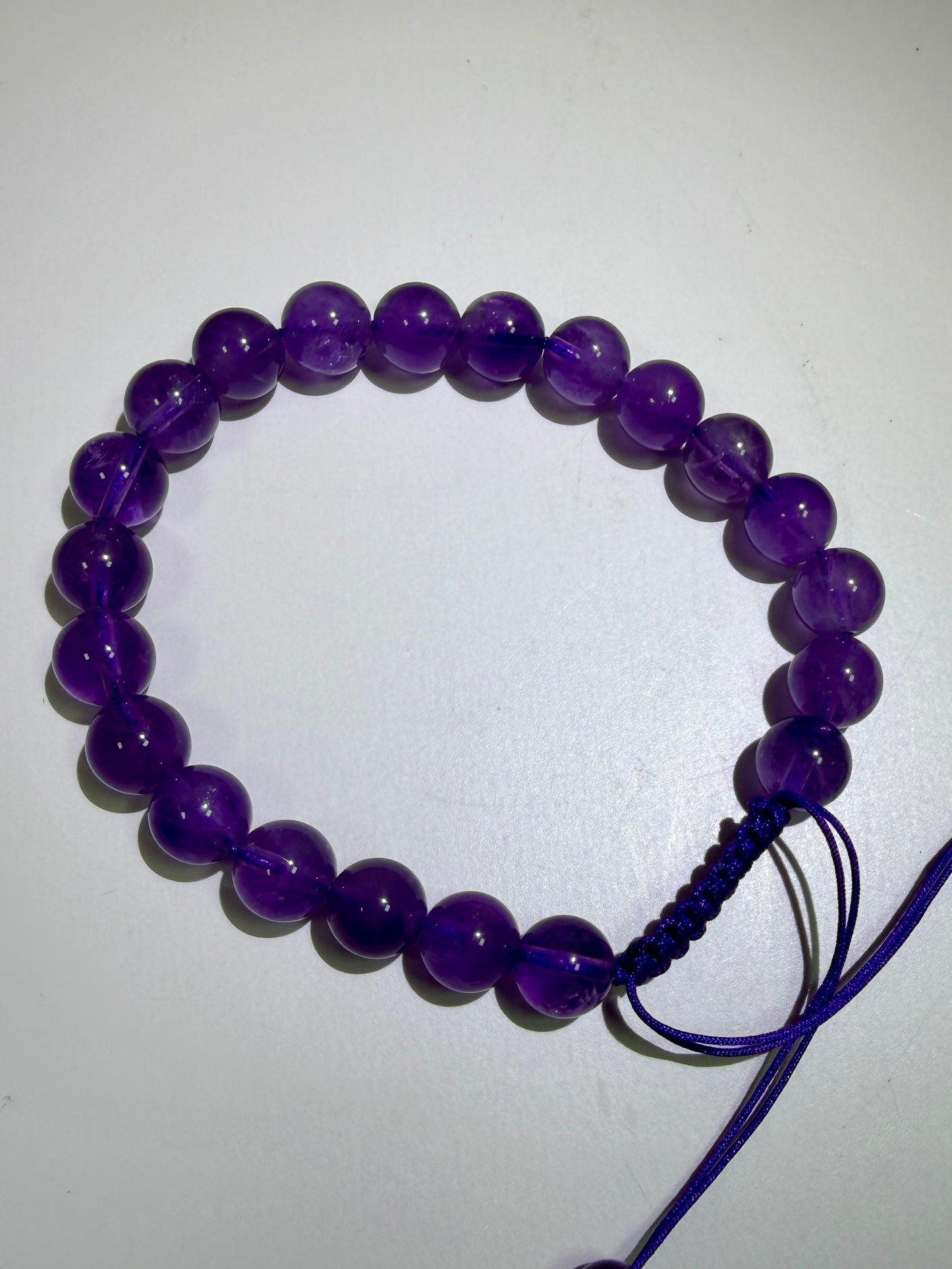 Amethyst Bead Bracelet. 8mm. Gorgeous Crystal Bracelet With Adjustable Band