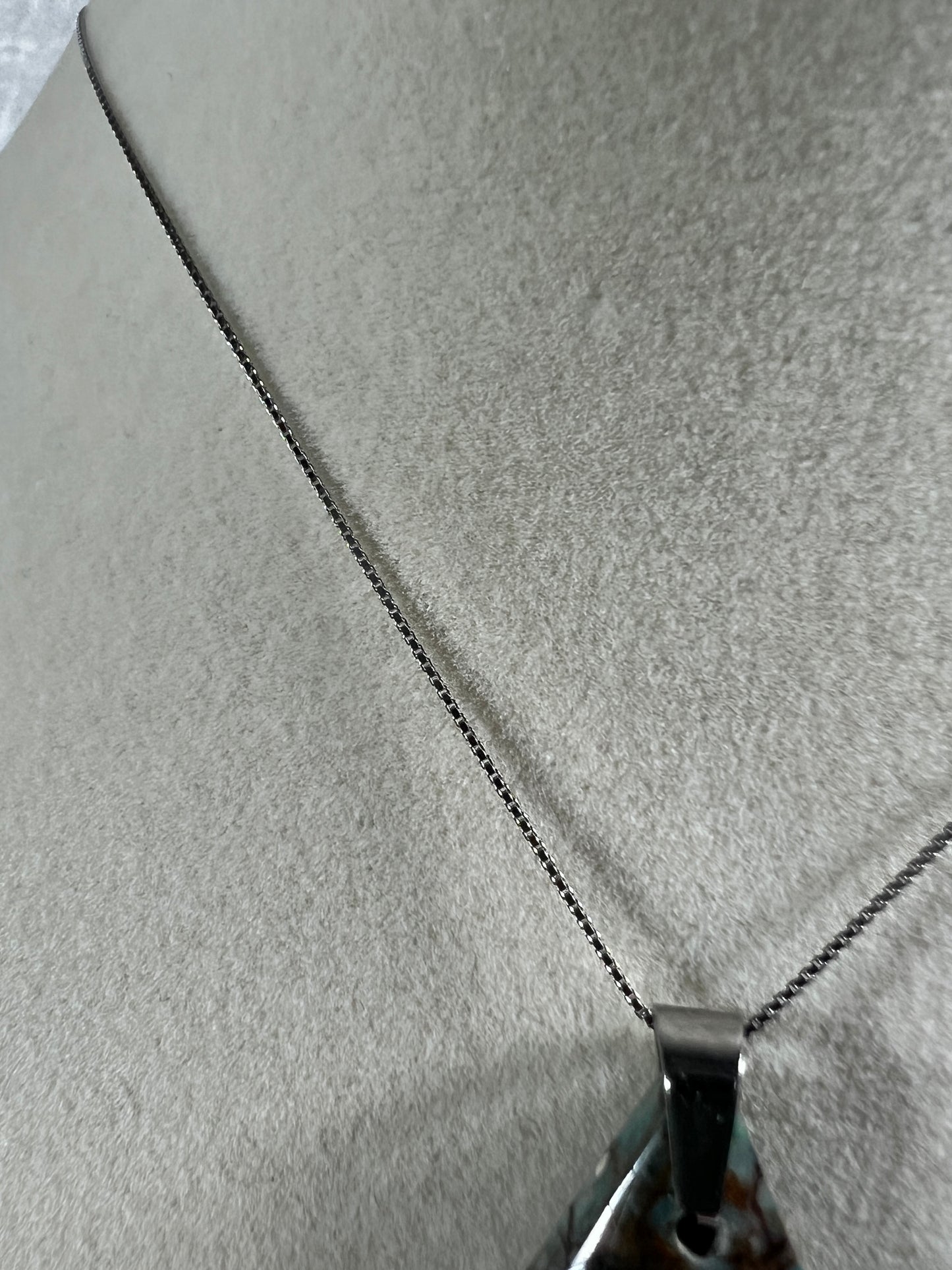 Chrysocolla Fresco Pendant. Limited And Stunning Fresco Patterns. Gorgeous High Quality Crystal. S925 Silver Necklace Included