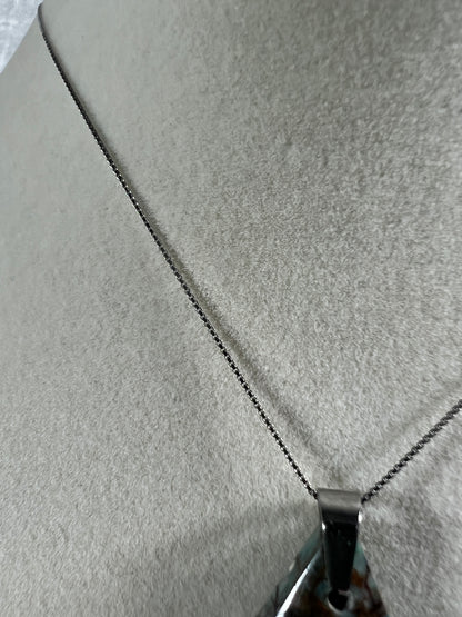 Chrysocolla Fresco Pendant. Limited And Stunning Fresco Patterns. Gorgeous High Quality Crystal. S925 Silver Necklace Included