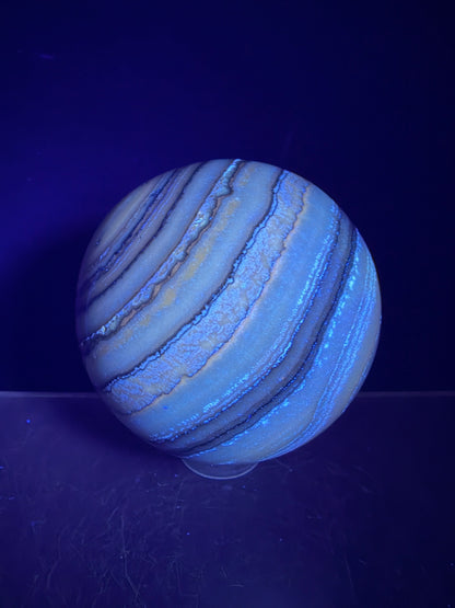 Banded Zebra Calcite Sphere. 53mm. Gorgeous Calcite Display Sphere. Rare Colors With Stunning Patterns