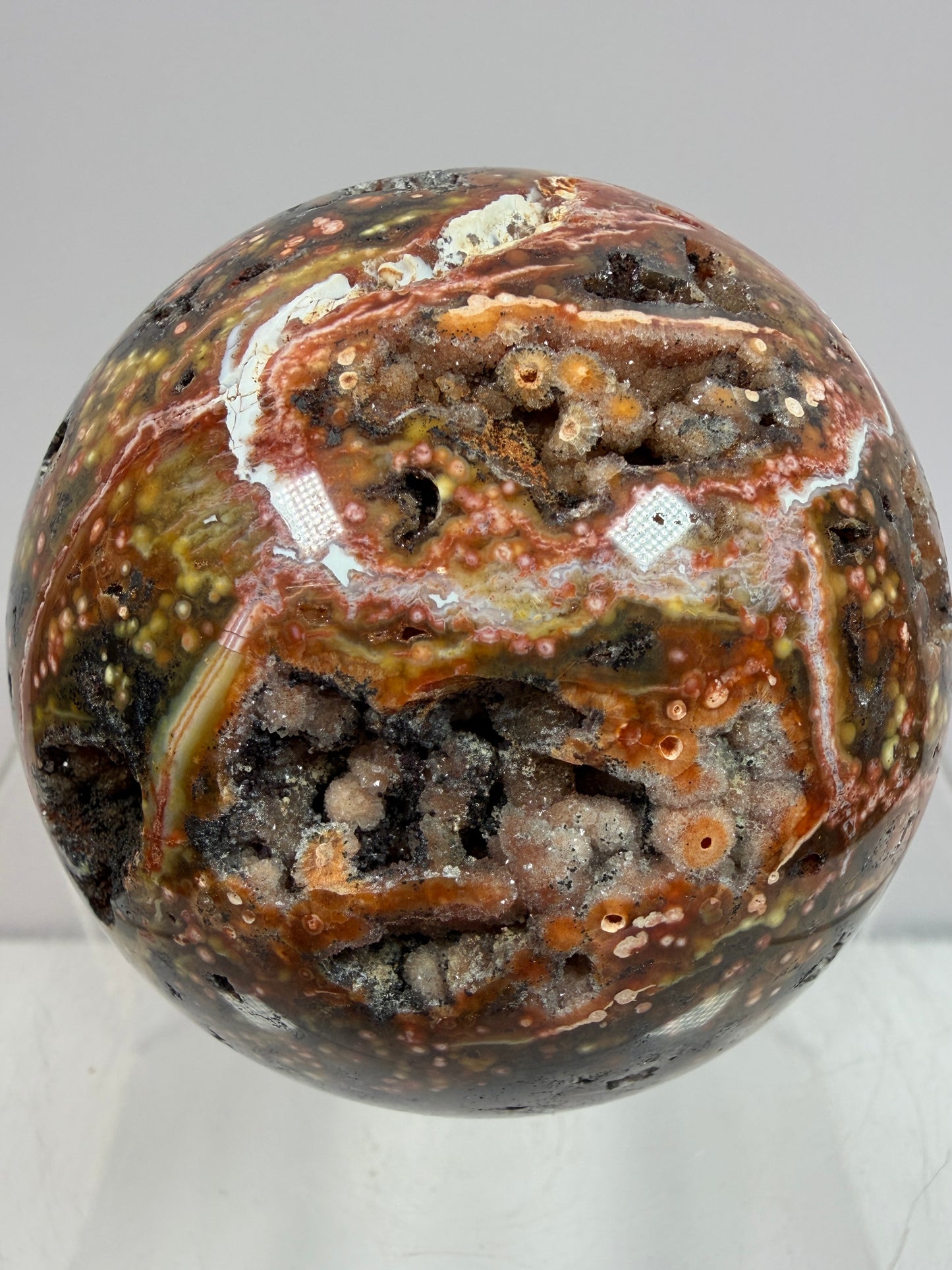 Ocean Jasper Sphere. 67mm. High Quality Druzy Display Crystal. Beautiful Peach Sugar Druzy