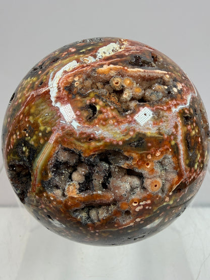 Ocean Jasper Sphere. 67mm. High Quality Druzy Display Crystal. Beautiful Peach Sugar Druzy