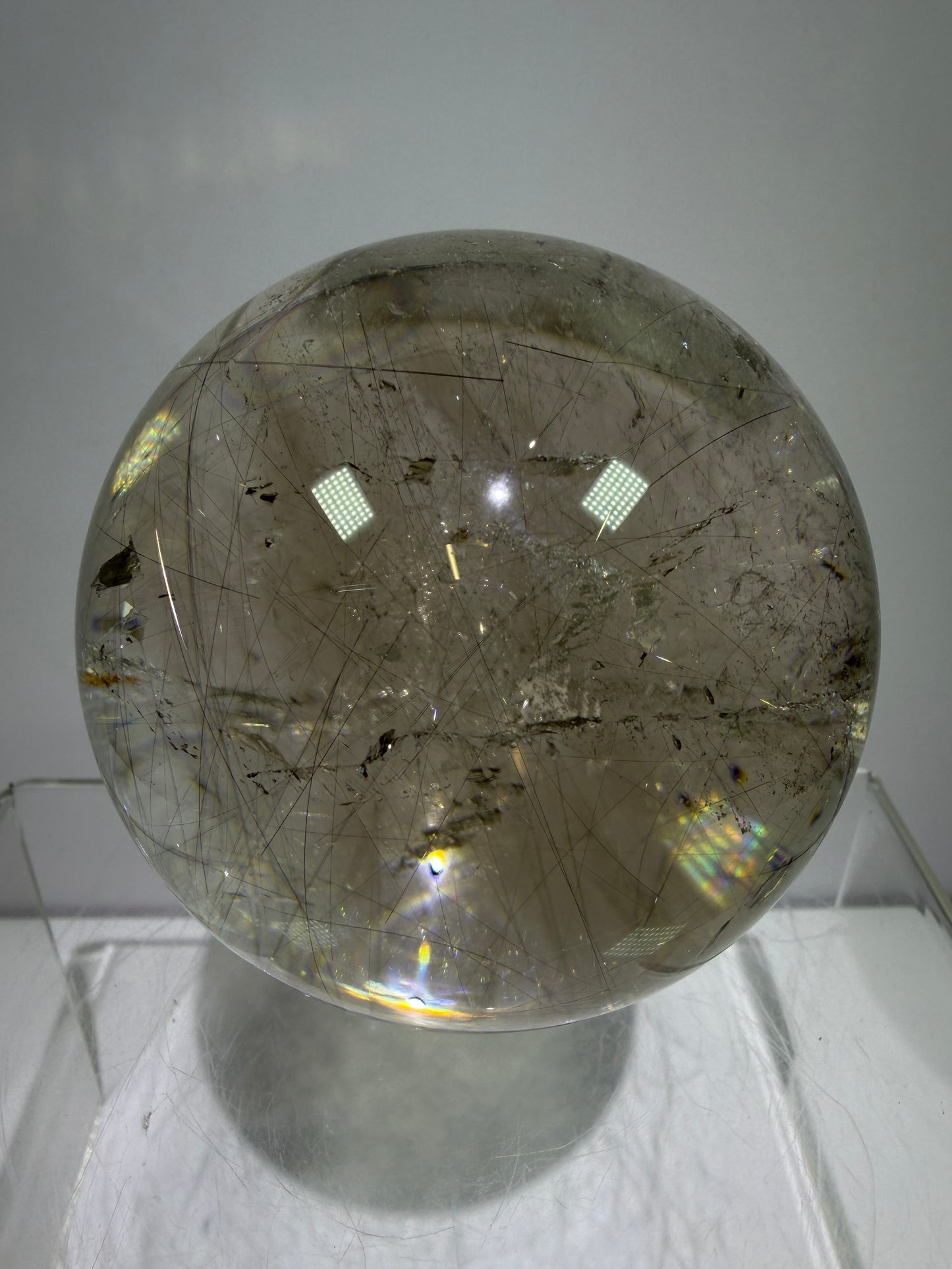 Rutile Quartz Sphere. 69mm. Stunning Large Display Sphere. Gorgeous Golden Rutile And Garden Quartz Inclusions.