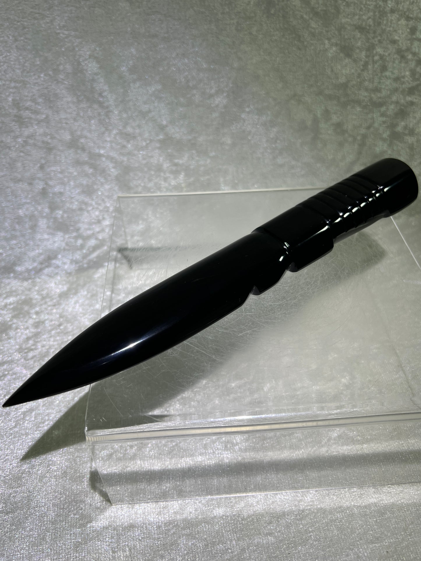 Black Obsidian Dagger Carving. 9 Inches Long. Amazing Crystal Display Carving.