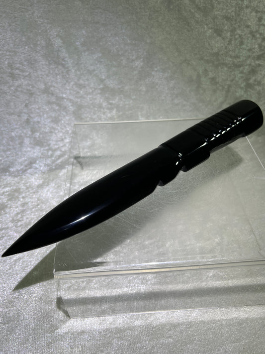 Black Obsidian Dagger Carving. 9 Inches Long. Amazing Crystal Display Carving.