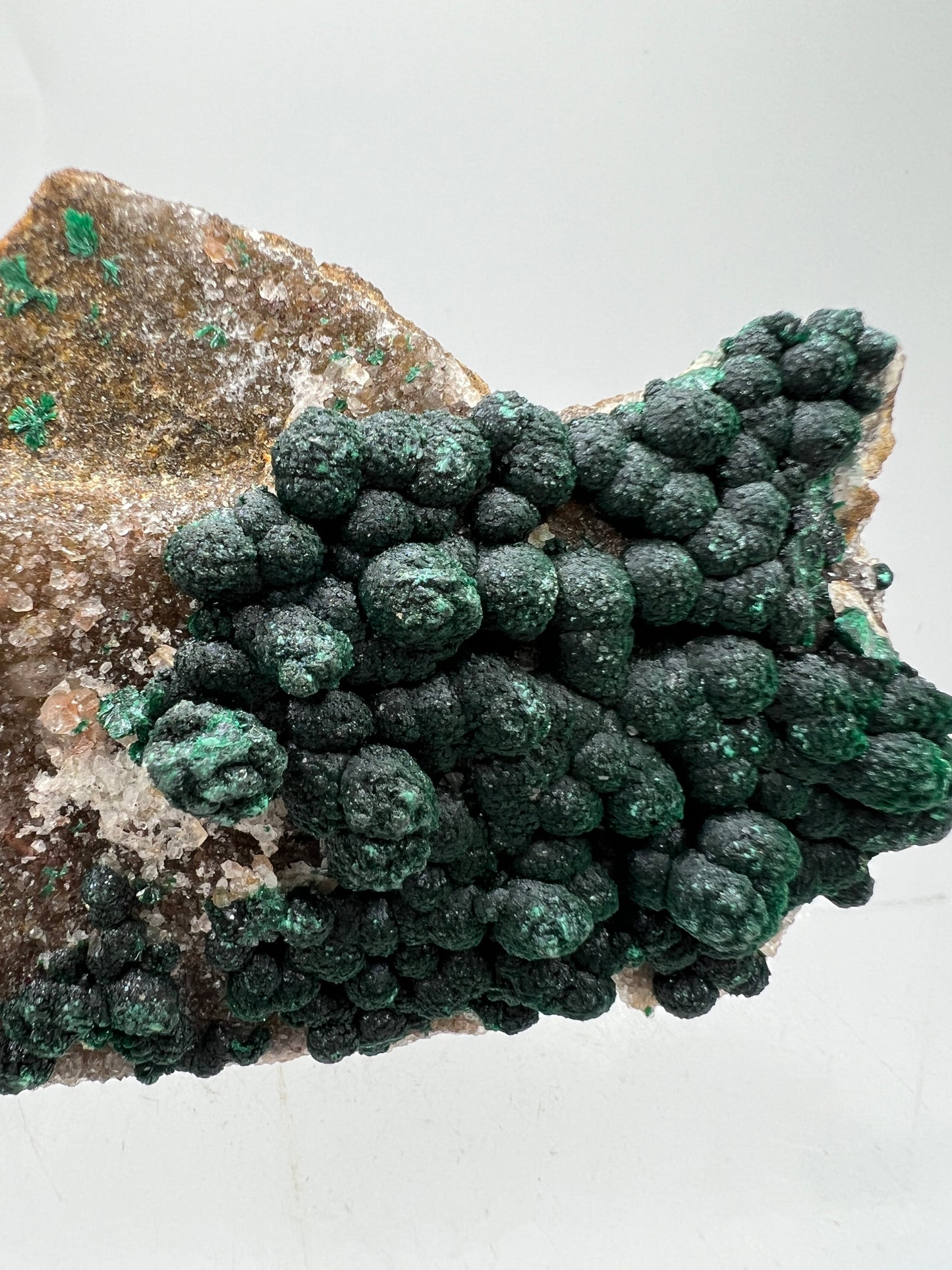 Ball Malachite On A Flashy Dolomite Matrix. Stunning Rare Malachite From Congo. Amazing Mineral Display Specimen.