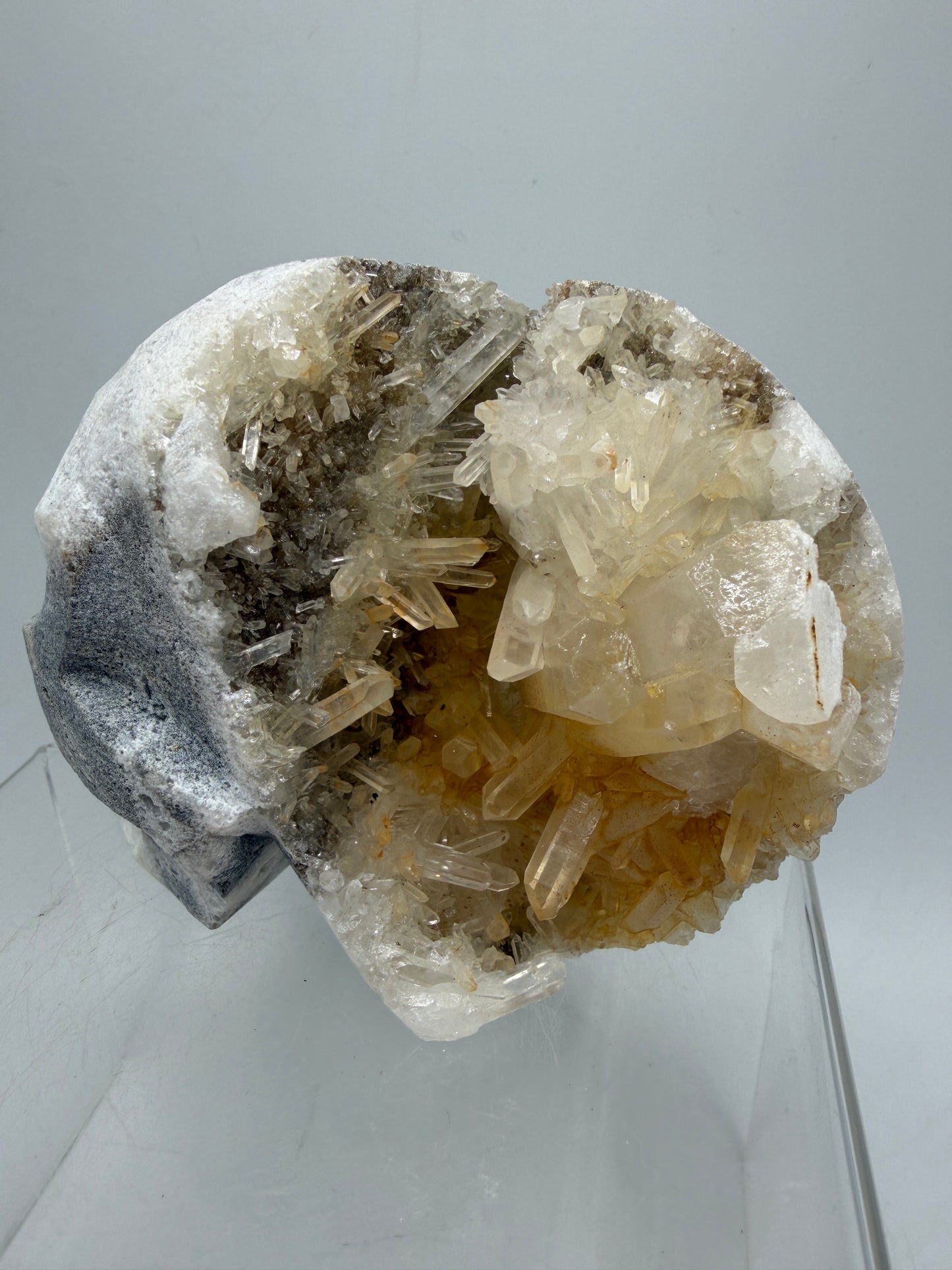 Quartz Cluster Skull Carving. Very Unique And Interesting Display Crystal