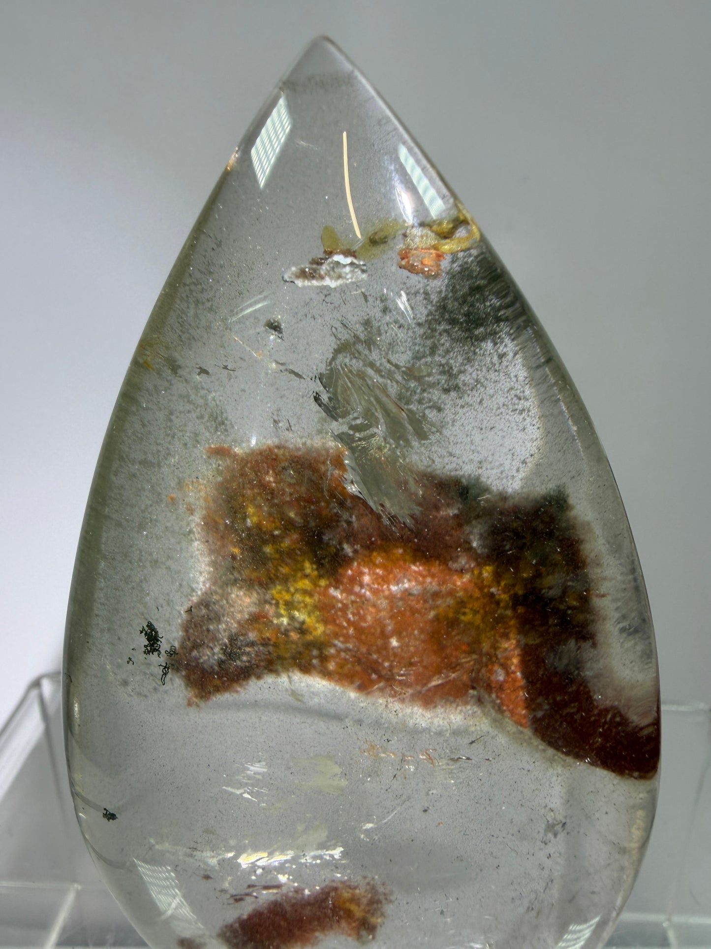 Garden Quartz Crystal Flame. Gorgeous Orange And Green Landscape. Rare Lodolite Quartz Flame