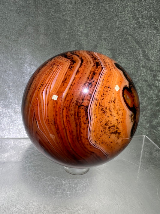 Silk Agate Sphere. 64mm. Amazing Banded Agate From Madagascar. Gorgeous Colors And Patterns On This Display Sphere.