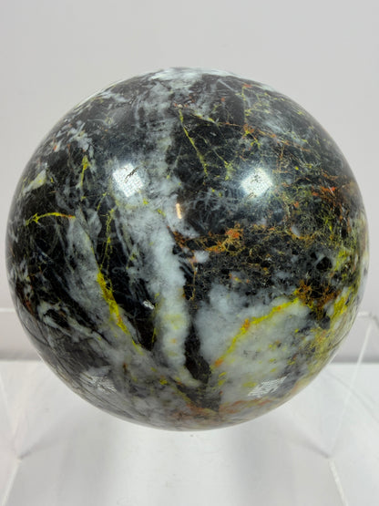 Realgar Crystal Sphere. 67mm. Rare Polished Display Sphere. Stunning Colors And Patterns