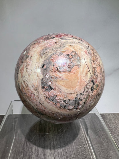 Fire Calcite Crystal Sphere. 76mm. Amazing New Material. Beautiful Large Display Sphere With Nice UV Reaction.