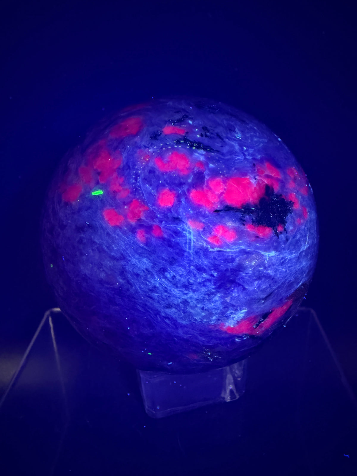Charoite Crystal Sphere. 79mm. XL High Quality Stunning Crystal. Amazing Patterns And Flash. Gorgeous UV Reaction.