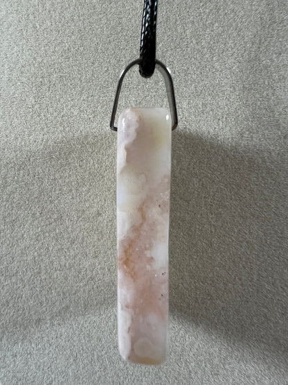 Flower Agate Rectangle Pendant. Lovely Agate Pendant From Madagascar. High Quality Crystal Jewelry